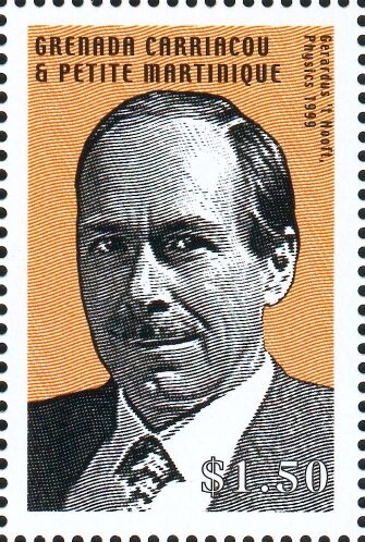 Override of the title Postzegel van Nobelprijswinnaar Gerard 't Hooft uit Grenada, 2002.